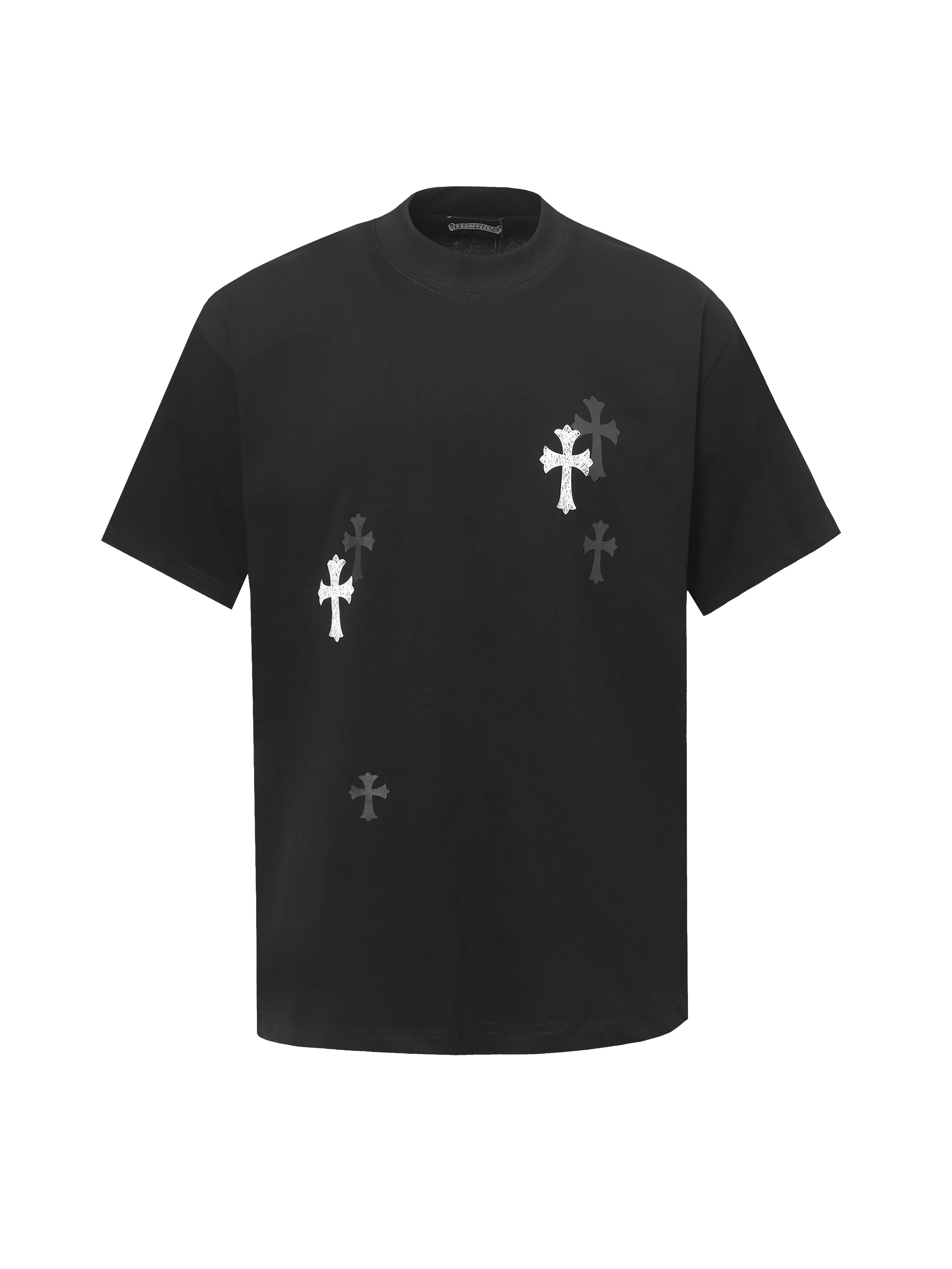 🅿️170 Chrome Hearts/Chrome Hearts 25ss cross printed short-sleeved T-shirt. Fabric 280g double yarn, 1*1 double yarn thread, soft and comfortable to the touch, no deformation, os dropped shoulders and loose version, same style for men and women. The loose version covers the flesh and looks slim but not attractive. Color: black/white Size: XS-L